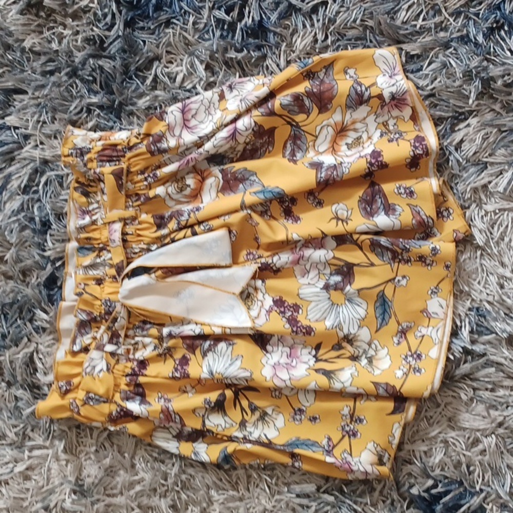 Yellow floral high waisted shorts